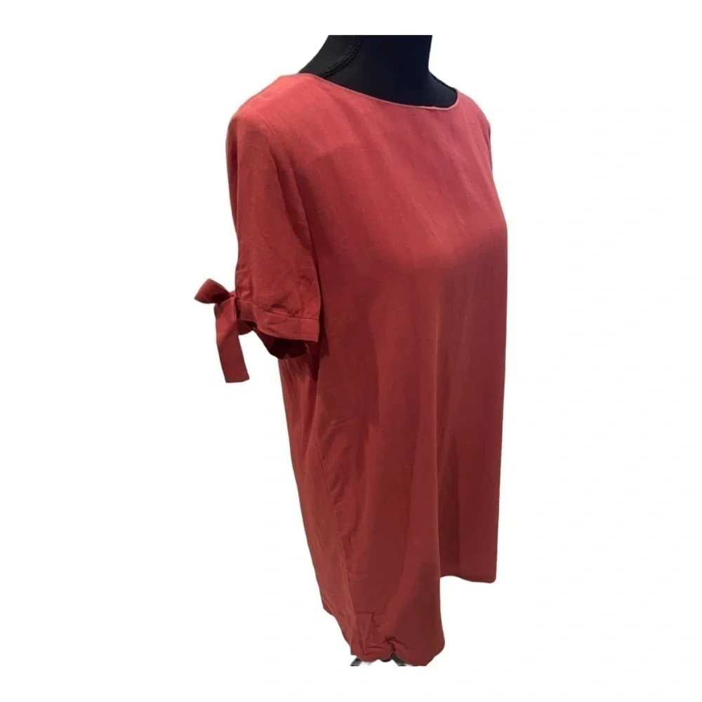 Lulus Orange Linen Rayon Button Back Dress Medium